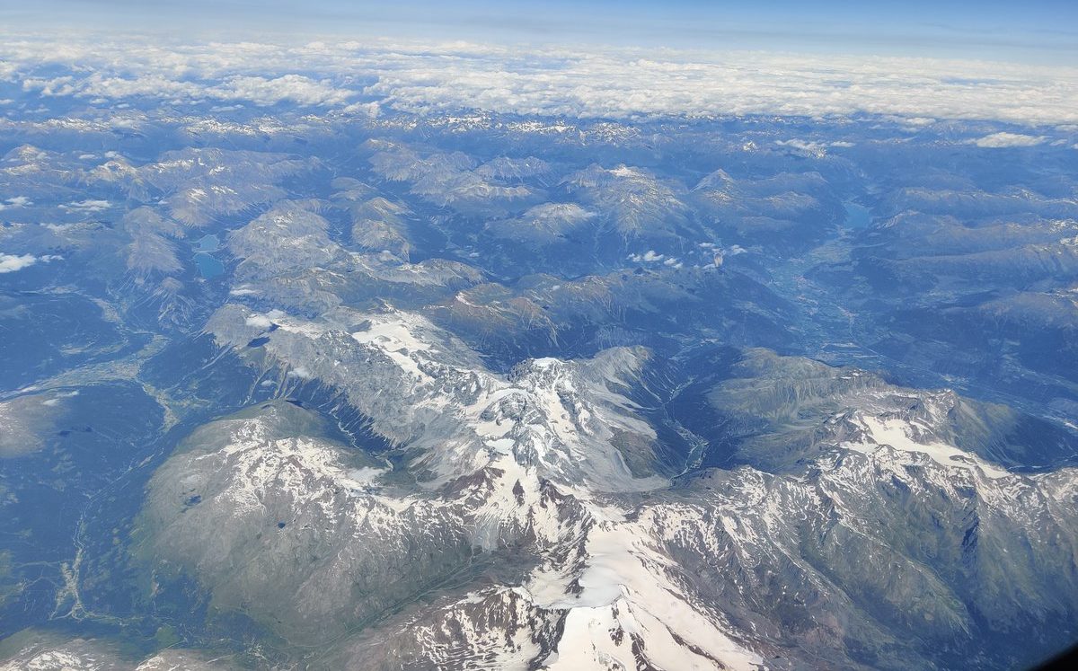 Birds eye view mountains